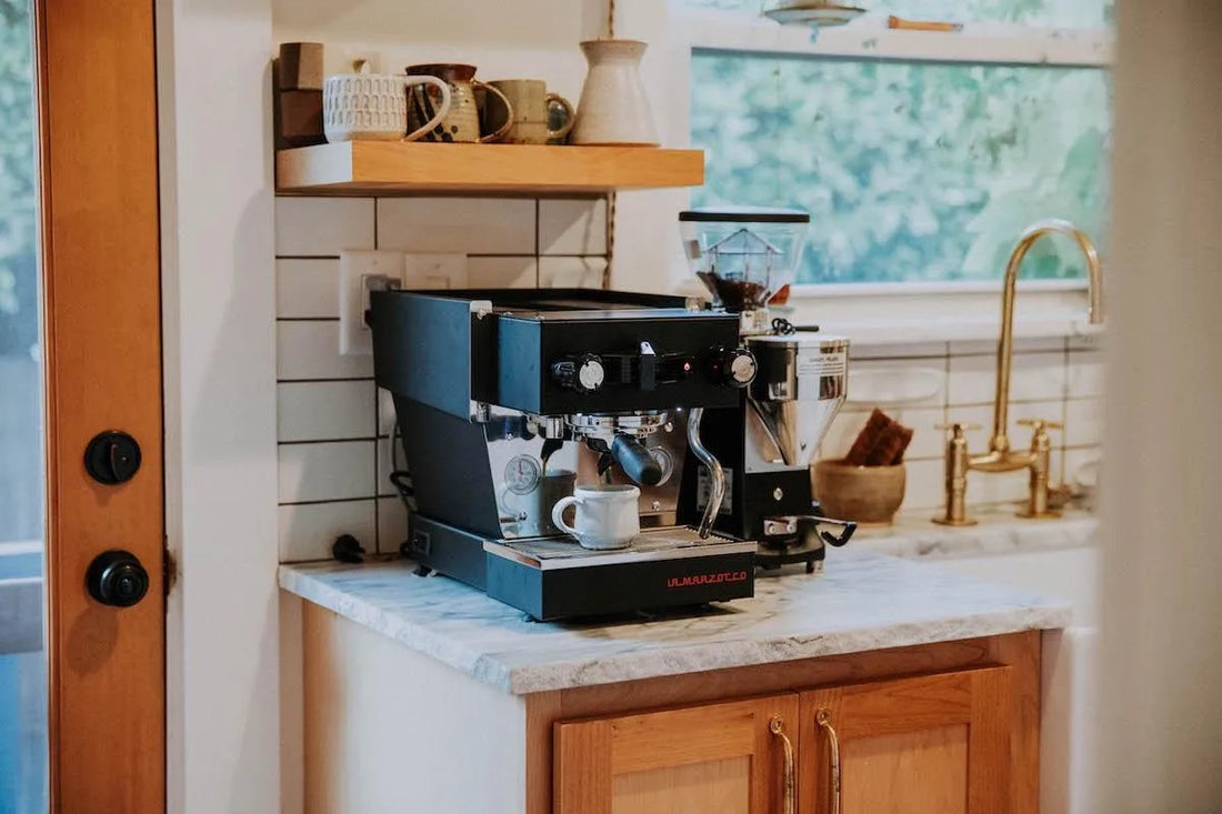 A La Marzocco Linea Micra on a clean kitchen countertop.